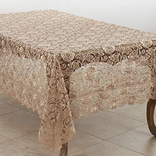 Fennco Styles Vintage Venice Lace Design Floral Toclagem de mesa 67 x 138 polegadas - Tampa da mesa ECRU para decoração em