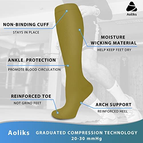 Aoliks graduou meias de compressão para mulheres e homens de 20 a 30 mmhg para correr, enfermeiros, viagens