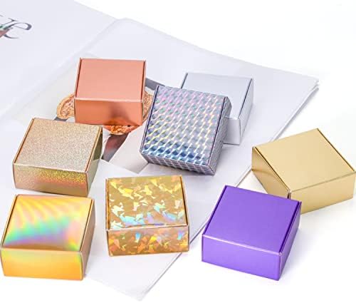 30pcs mini caixas de presente de ouro, dobrando pequenas caixas, adequadas para embalagem de chocolate, velas, sabonetes artesanais, acessórios, para festas ou celebrações de casamento