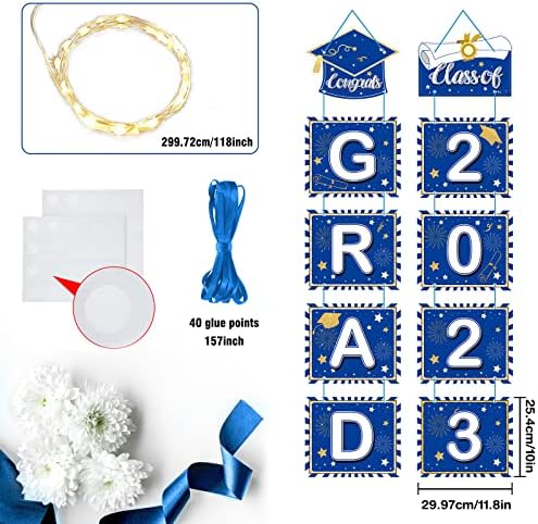 Graduação Decoração da varanda Conjunto de letreiros parabéns Classe de graduação de 2023 Banner de graduação 2023 Placa de porta