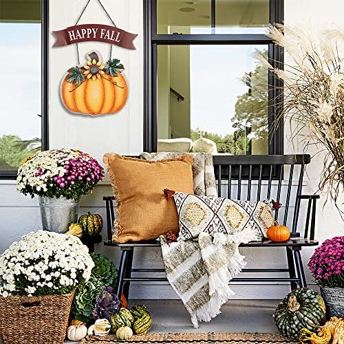 Decorações de outono de Howardeck para casa, sinal de abóbora Weclome para decoração de outono da porta da frente, decoração ao ar livre de cabide de metal Pumkin para porta, quarto, parede, outono, Dia de Ação de Graças