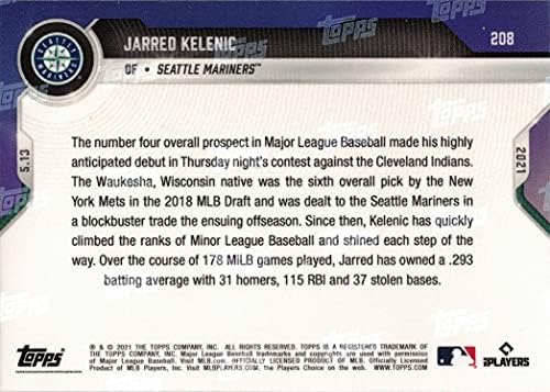 2021 Topps Now Baseball 208 Jarred Kelenic Rookie Card - 1º cartão de estreia oficial