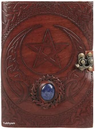 Hocus Pocus Leather Journals - Grimoire Journal Notebook - Blank Spell Book of Shadows - Witchcraft WicCan Notebook - Cosplay