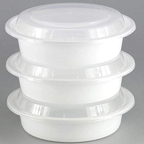 Nicole Home Collection 9 '' Round-48 oz | Branco | Pacote de 3 recipientes para microondas com tampa, 48 oz, 2248