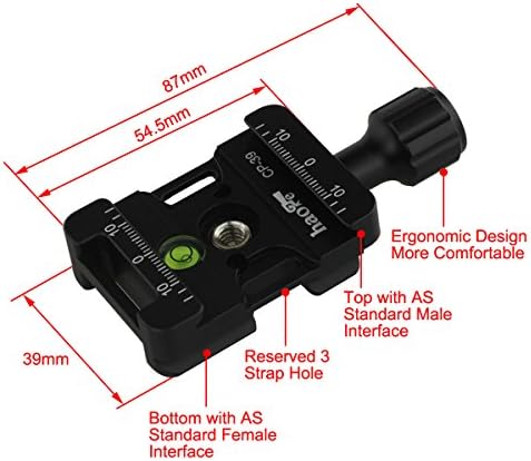 Adaptador de grampo rápido do botão de parafuso HAOGE CP-39 com cinta de correia de correia de mão slot slot slot rrs sunwayfoto kirk