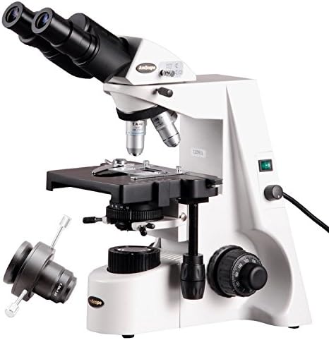 AMSCOPE B690B-DK Microscópio de composto binocular de SiedENTOPF, ampliação 40x-2000x, oculares super-de-campo de Wh10x e Wh20x, objetivos