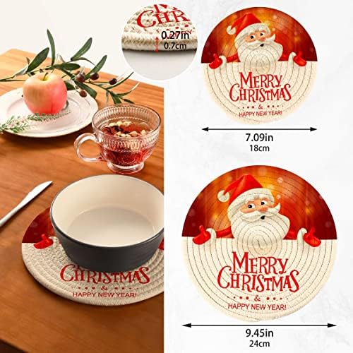 Kigai Feliz Christmas Pote Solder de 2, algodão redondo resistente ao calor Castantes de mesa Tapete de mesa TRIVETS PARA PRODOS