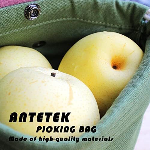 Bolsa de lona encerada em couro Antetek bolsa de forrageamento bolsa de cogumelos para forrageamento, bolsa de colheita de frutas, bolsa