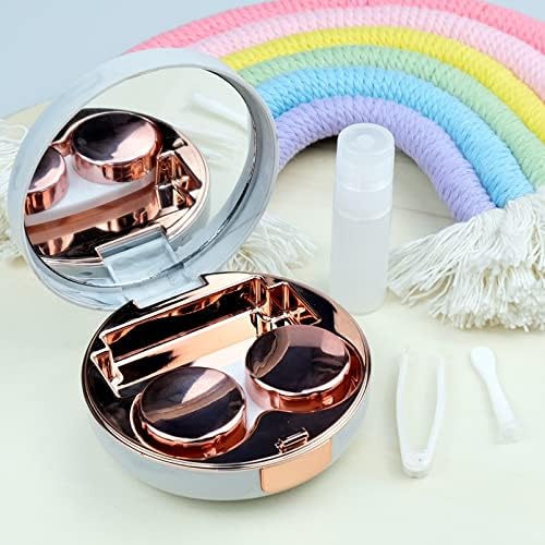 Kit de caixa de lentes de contato de Bllremipsur 2 Pack, Gold rosa e lente de contato prateada Viagem de caixa, recipientes de lente
