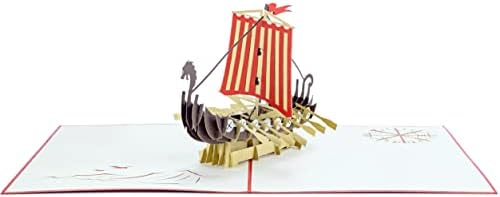 Viking Ship - Wow 3D Pop -up Greeting Card - Adequado para aniversário, boa sorte, parabéns, dia dos pais, fique bem, adeus, despedida - premium, artesanal