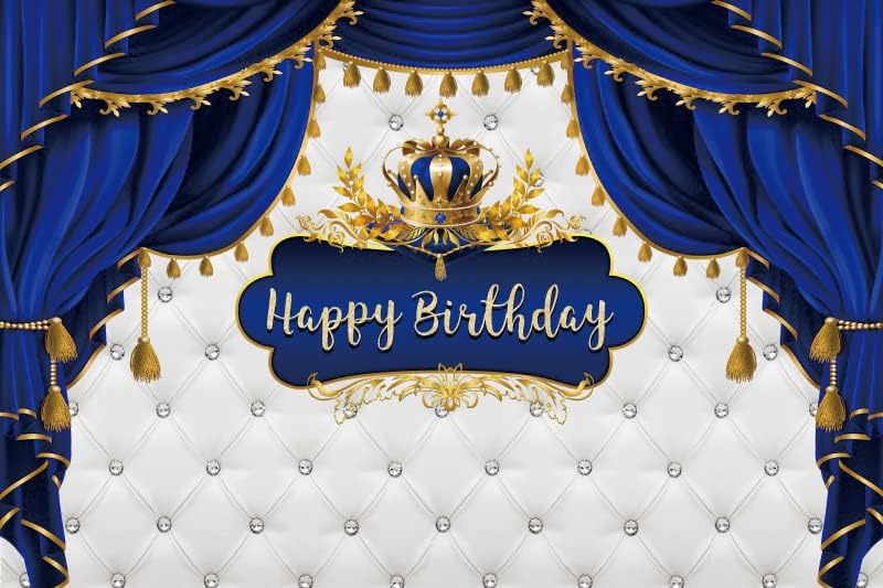 Yeele 5x3ft Little Prince Birthday Party Beddrop Royal Blue e Gold Gold Feliz Aniversário Feliz Photography para o 1º aniversário
