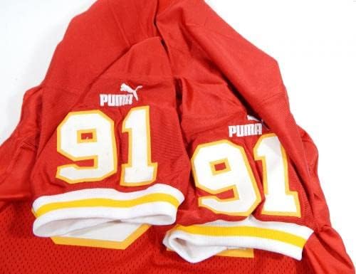 1999 Kansas City Chiefs 91 Jogo emitido Red Jersey 46 DP32200 - Jerseys de Jerseys usados ​​na NFL não assinada