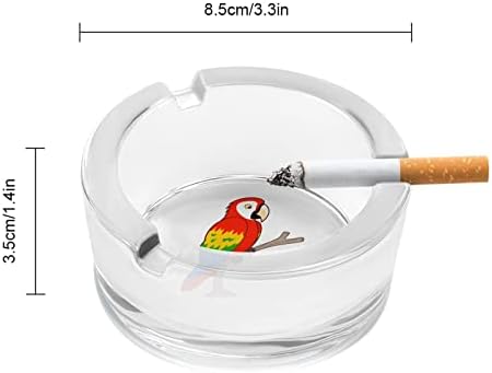 Cartoon Parrot Glass Ashtray para cigarros redondo bandejas de cinzas para escritório em casa e restaurantes