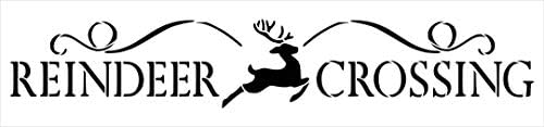 Rena Crossing Stencil por Studior12 | DIY Christmas Stag Farmhouse Decoração de casa | Craft & Paint Wood Sign | Modelo Mylar reutilizável | Tamanho de seleção de presente de férias de animais
