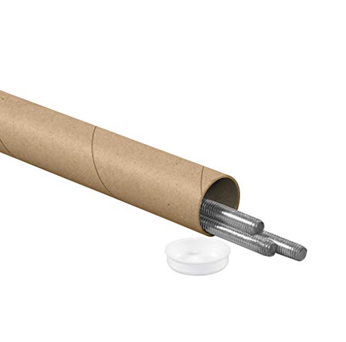 Tubos de correspondência de suprimentos de pacote superior com tampas, 1-1/2 x 16, Kraft