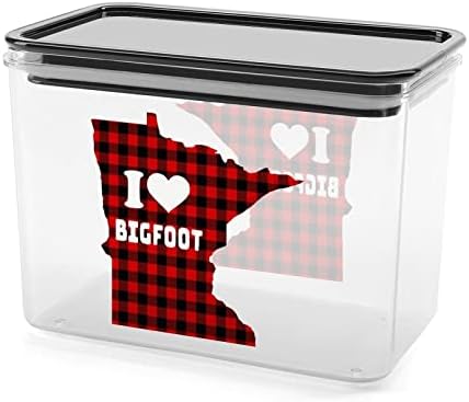 Minnesota I Love Bigfoot Plástico Caixa de armazenamento Recipientes de armazenamento de alimentos com tampas de arroz balde selado