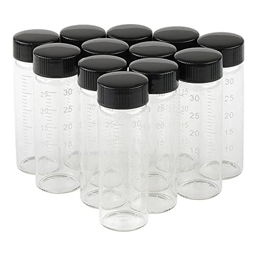 Garrafas de rosca de vidro newzoll 30 ml/1 onças de vidro transparente amostragem de amostragem de frascos de frascos com graduação