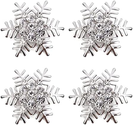 Renslat 4 PCs Snowflake Napkin Rings Skillling Napkles Buckles portadores de guardanapo de metal (cor: prata, tamanho