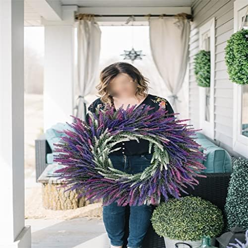 Dloett Lavender Wreath Flowhouse Garland Porta da frente para a cor de coroa de casamentos decoração
