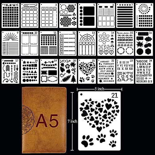 FAZHONGFA Journaling Stencil Supplies 24pcs Kit de estêncil de recados de notebook DIY para crianças Desenho de economia