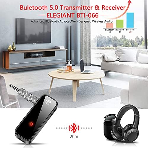 Receptor INCIY Bluetooth 5.0 para carro, Ruído cancelando o adaptador Aux Bluetooth, Reciever Jack Aux de 3,5 mm, transmissores