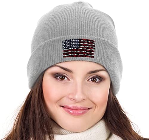 Armas de bandeira americana Caps Caps de chapéu de gorro macio e quente Caps de crânio para homens mulheres adolescentes