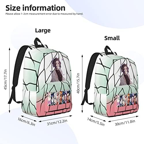 Homraa Demon Anime Shinobu Kocho Backpack Mulheres Mulheres Estudantes Backpack de moda da escola para fãs de anime Homens