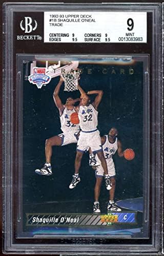 Shaquille O'Neal Rookie Card 1992-93 Upper Deck 1B negociado BGS 9