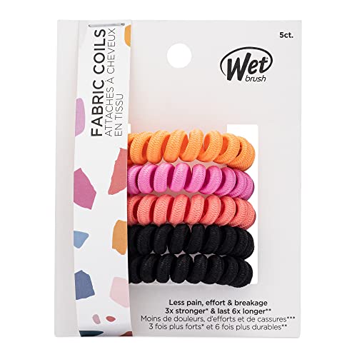 Bobinas de tecido de escova molhada Scrunchies de cabelo para mulheres e meninas - 5 contagem, rosa - Adequado para todos