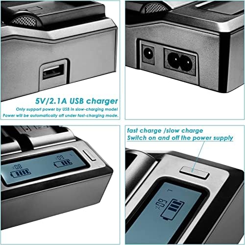 BM Premium 2 pacote de baterias LP-E6NH de alta capacidade e carregador de bateria LCD de baía dupla para Canon Eos R, EOS R5,