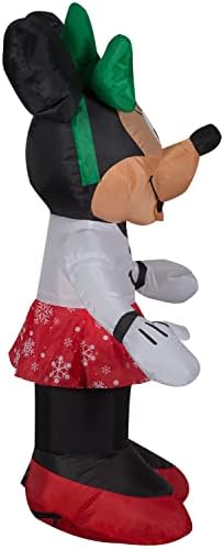 Gemmy Airblown Inflatable Minnie Mouse inflável em suéter de boneco de neve e saia de floco de neve, 3,5 pés de altura