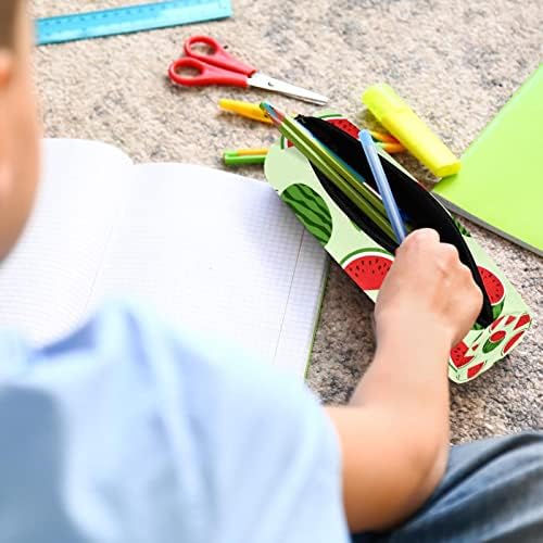 Summer frutas aquáticas de melancia vermelha case de lápis verde aluno papelaria bolsa zíper bolsa de maquiagem de maquiagem de cosméticos para estudantes do escritório do escritório mulheres adolescentes meninas meninos meninos