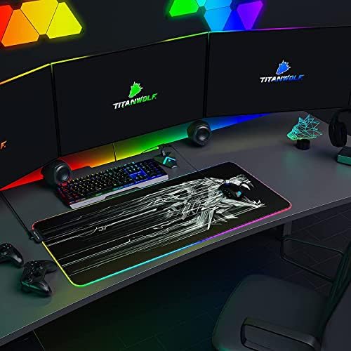 Titanwolf - RGB Gaming Mouse Pad XXL - 900x400mm - Mouse Pad - 11 cores LED e efeitos de luz - Precisão e velocidade