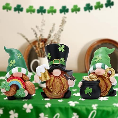 Hodao 3 PCs St Patricks Day Gnome Decorações Beard Elf para São Patricks Decoração Decoração Casa Decoração de Ornamento Decoração