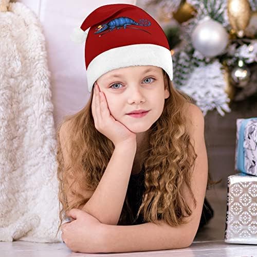 Azul horrorizado Chameleon Christmas Hat Soft Pray Santa Bap Funny Beanie para a festa festiva do ano novo de Natal