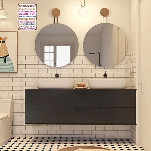 Pxiyou banheiro regras de banheiro signo de metal vintage citações inspiradoras decoração de banheiro de parede para decoração de banheiro 8x12 polegadas