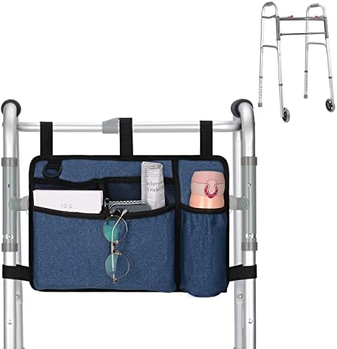 Bolsa de caminhada e pacote dobrável, bolsa de cadeira de rodas resistente à água, cesta de acessórios dobráveis ​​e dois botões