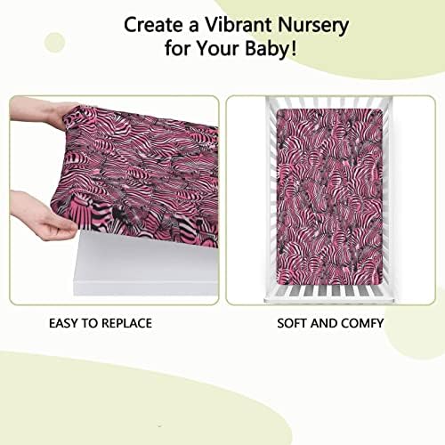 Folha de berço ajustada com tema de zebra rosa, colchão de berço padrão folha de colchão Ultra Matery-Crust de colchão ou