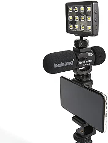 Microfone de espingarda multi-direcional de Balsang B6, pára-brisas duplos, modo ASMR, cano frio ou buraco de 1/4 de polegada, bolsa de transporte, compatível com smartphones, câmeras, ideal para vlogging, filmagem