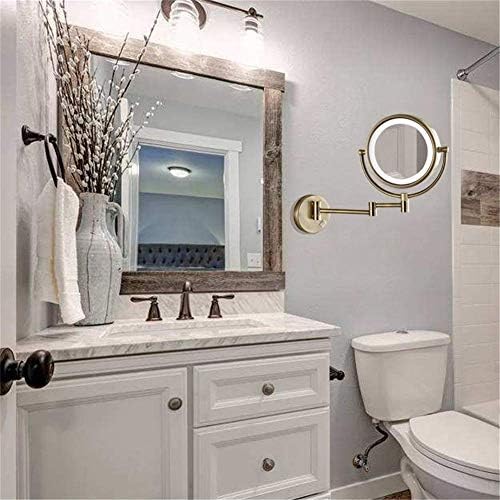Espelhos de maquiagem do banheiro de 8,5 polegadas RFXCOM, vaidade de parede de parede de dupla face de bronze Foldação de luxo com