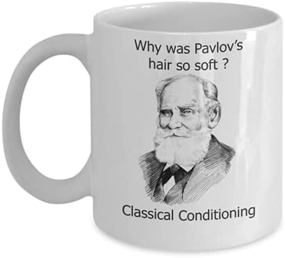 Canecas de psicologia engraçadas de tintas - por que o cabelo de Pavlov era tão macio? -Presentes de psicólogo ideais 11oz, caneca-r8ofn8mblz-11oz,