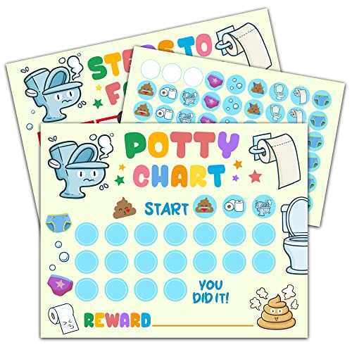 Pático de recompensa de treinamento do Potty com adesivos, gráfico de comportamento colorido para crianças, gráfico de treinamento para meninas para meninos