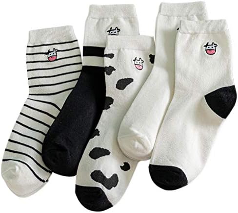 Galpada mulheres meias meias mulheres meias difusas 5 pares bordando vaca meias de meias de tubo médio - meias de meias de bezerro