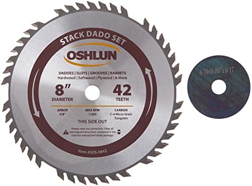 Oshlun SDS-0842 8 polegadas 42 pilha de dentes Dado com 5/8 de polegada Arbor & Milescraft 4009 Fenceclamps- Universal, Silver