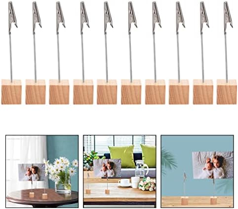 Toyvian Decor Table 10pcs Suporte de imagem Clip Wooden Stand - Memorando Clipes Nota Titular do clipe Photo Titular Números de mesa Titulares Decorações de casamento Decorações de mesa de casamento Decoração da mesa de casamento Decoração