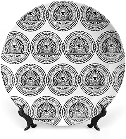 Eye Illuminati Função de ossos China Decorativa Placas de cerâmica redonda Craft With Display Stand for Home Office Wall