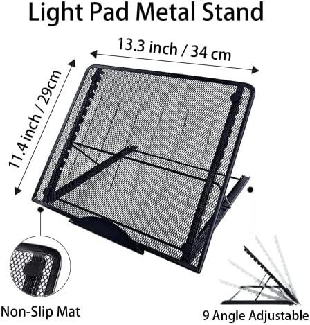 A3 Bott Metal Stand - 9 ângulos de suporte não esquiador ajustável para laptop, placa de luz/caixa/tabela, rastreamento para pintura