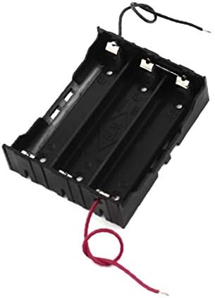 X-Dree retângulo preto plástico preto 3 slots 2 fios na série 3 x 3,7V 18650 Caixa de armazenamento do suporte da bateria