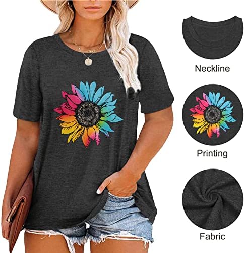 Mulheres plus size margarida camisetas camisetas de gráficos florais casuais camisetas de manga curta camisa de verão