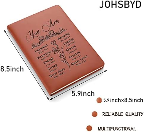 Johsbyd Christian Gifts Leather Journal Notebook Bíblia Versículo Presentes de Fé Religiosa para Mulheres Mulheres Aniversário